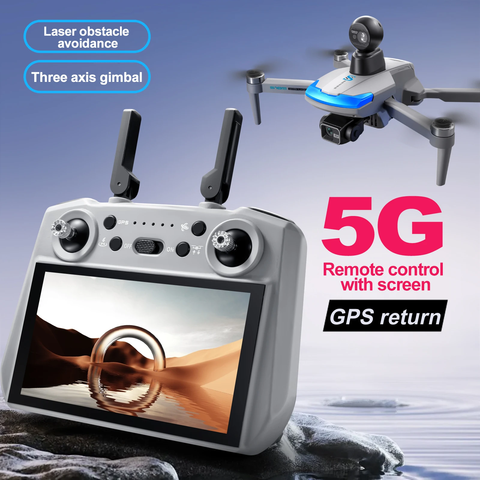 S185 drone profissional 2.7k h - Drone Gimbal 3 Axis avaliação e preço